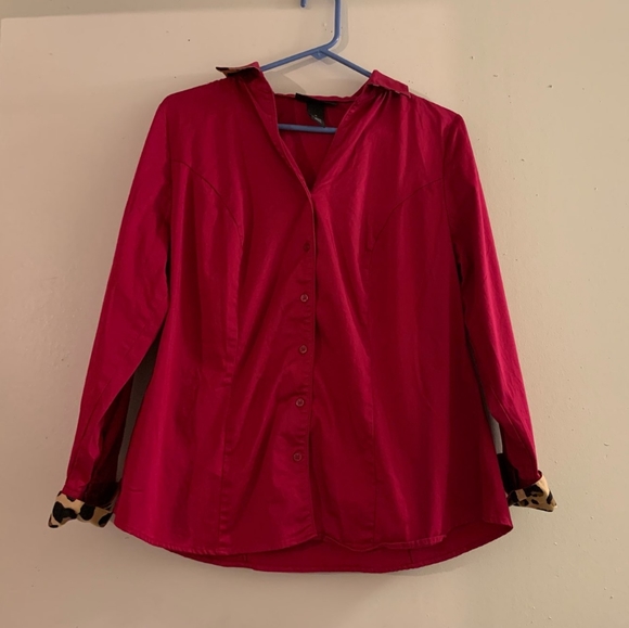 Lane Bryant Tops - Lane Bryant sz 14 Dark Pink Button up Blouse